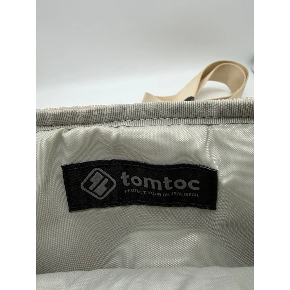 tomtoc Compact Sling Bag EDC Travel Crossbody Polyester Navy White Tan Men OS